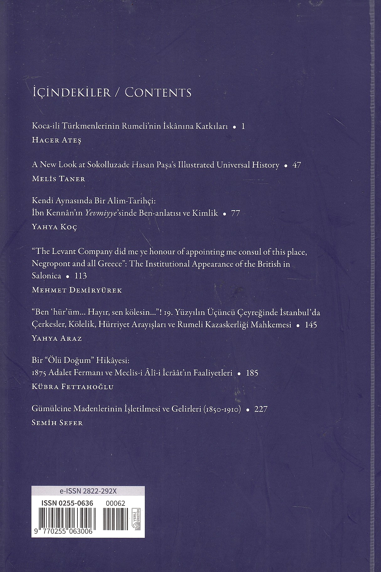 Osmanlı Araştırmaları/ The Journal of Ottoman Studies, sayı/issue 62 - 2023.