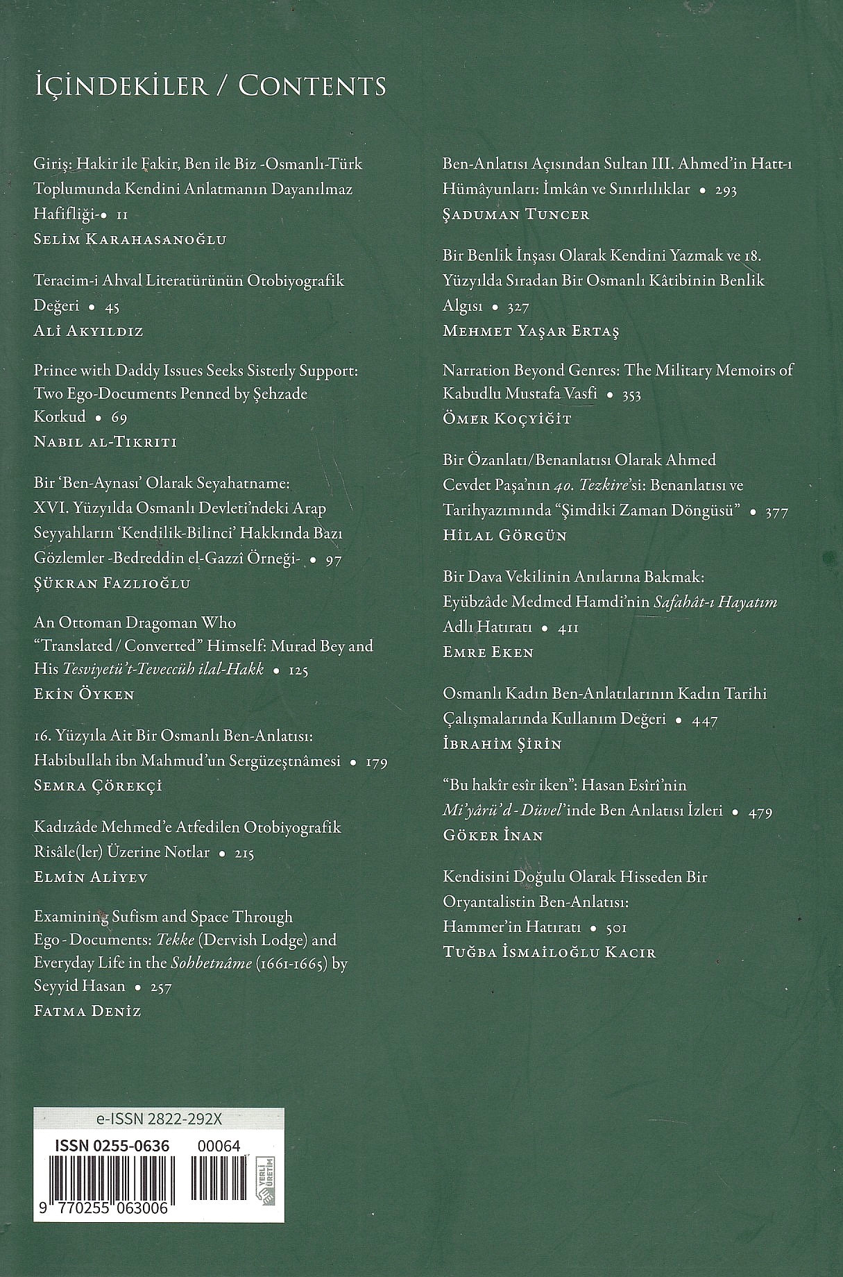 Osmanlı Araştırmaları/ The Journal of Ottoman Studies, sayı/issue 64 - 2024.
